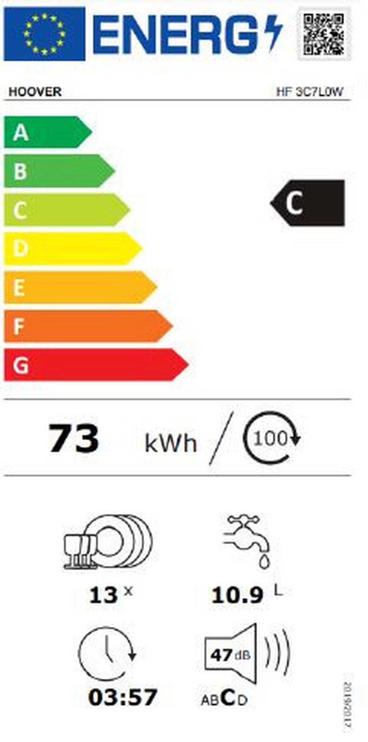 Geschirrspüler Hf 3c7low B: 60 cm Freistehend Weiß - Weiß, Basics (60/85/60cm) - Hoover