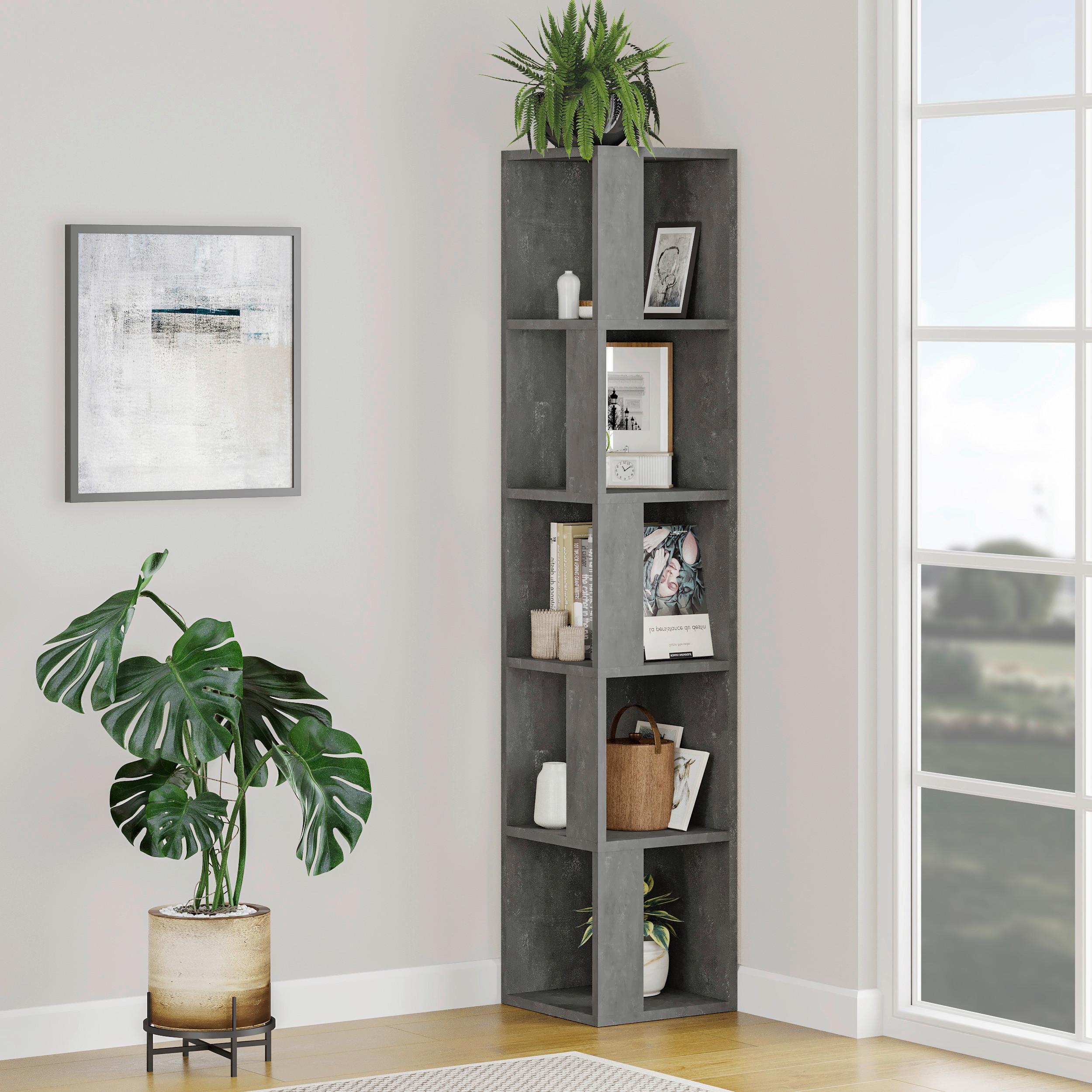 Eckregal Piano Eckregal - Grau, Design, Holzwerkstoff (32/159/32cm) - Livetastic