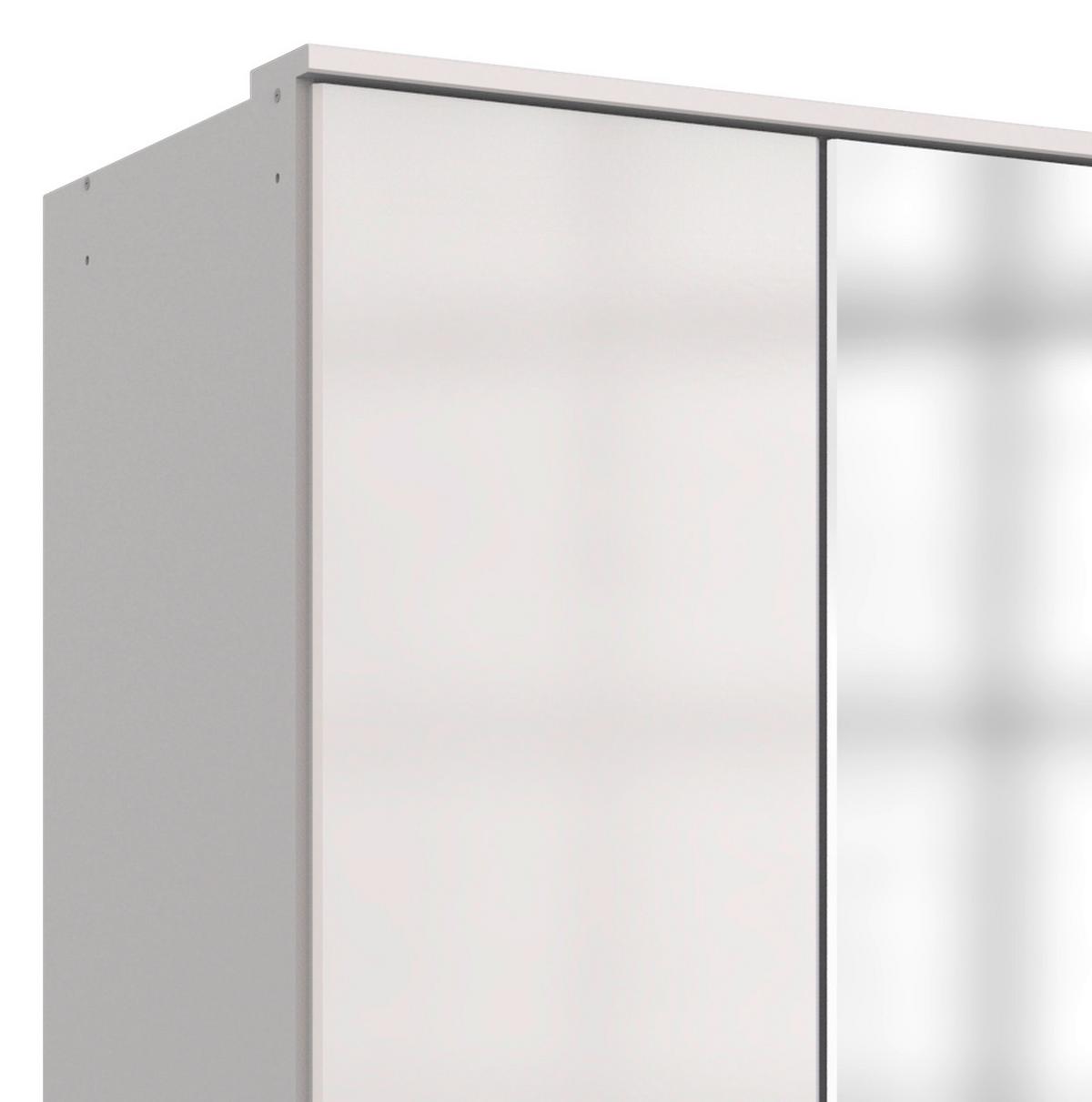Drehtürenschrank Mit Spiegel + Laden B: 179 Cm Clack, Weiß - Weiß Hochglanz/Silberfarben, Basics, Holzwerkstoff (179/199/58cm) - MID.YOU