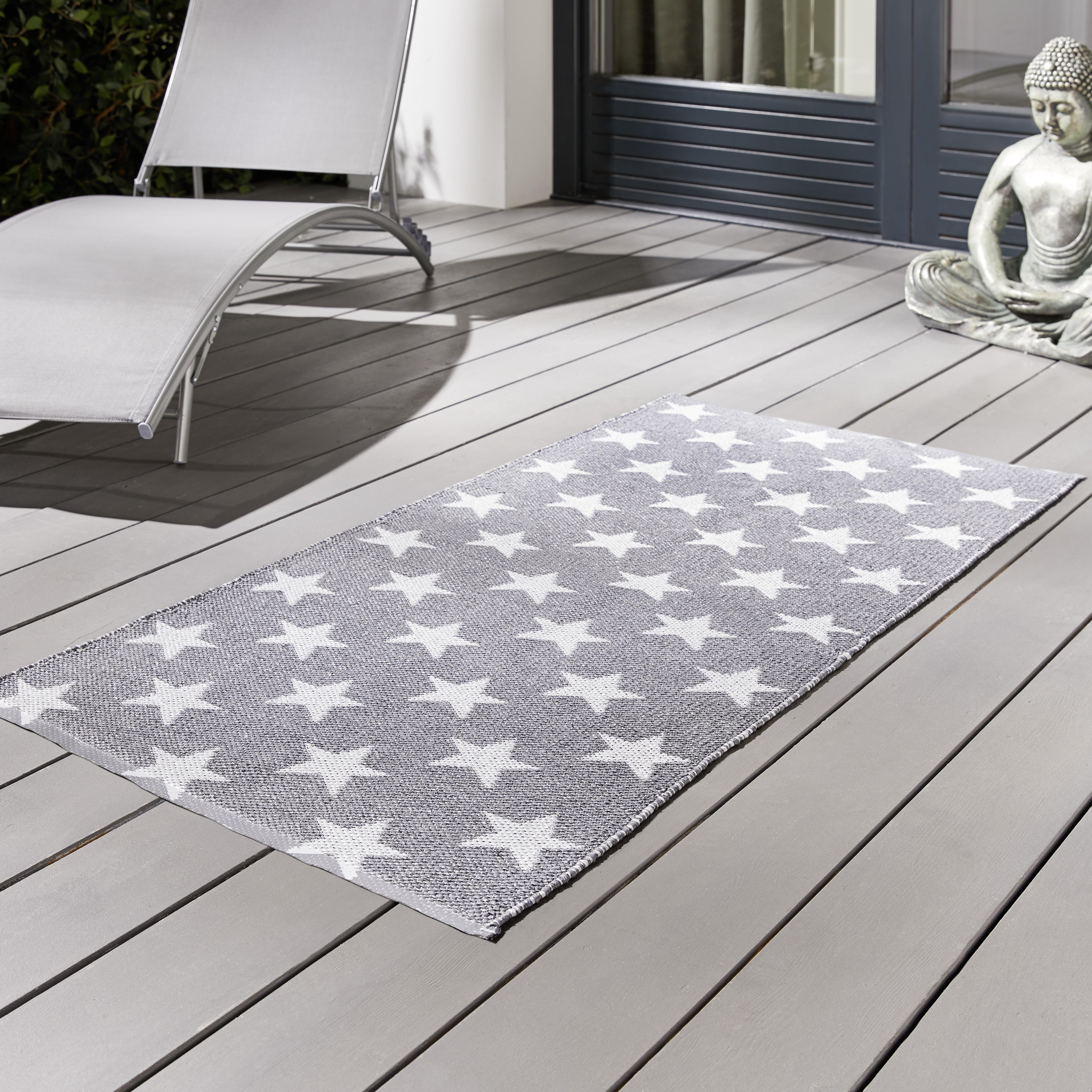 Vonkajší koberec  "Stars" ca. 70x140 cm, sivá, biela - sivá/biela, Modern, textil (70/140cm) - Bessagi Garden