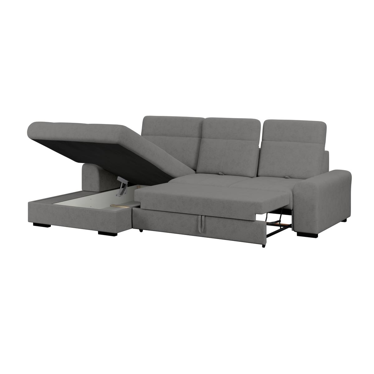 Ecksofa mit Bettfunktion Malaga new Chenille anthrazit - Anthrazit/Schwarz, KONVENTIONELL, Textil (203/286cm) - Ondega