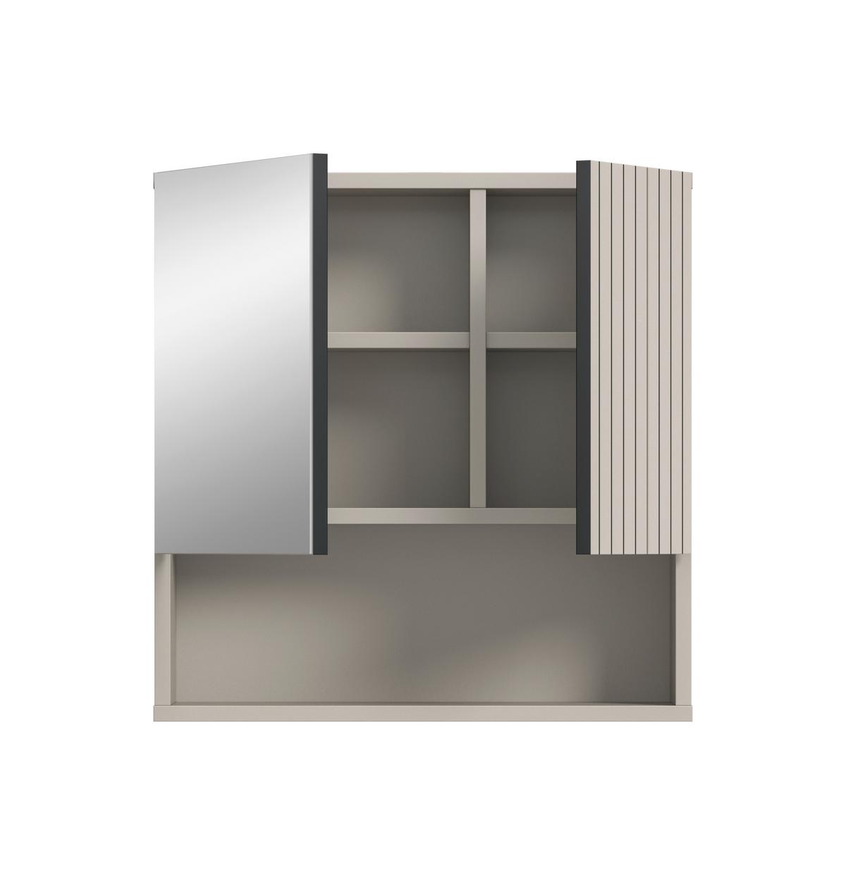 SPIEGELSCHRANK Mone Kaschmir B: 60cm - Kaschmir, Trend, Glas/Holzwerkstoff (60/55/17cm) - MID.YOU