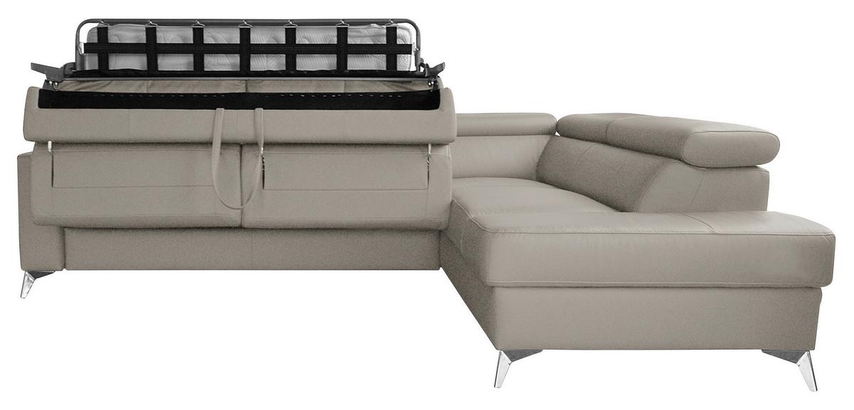 Ecksofa Mondo, Hellgrau S: 286x208 Cm - Chromfarben/Hellgrau, Design, Leder/Textil (286/208cm) - Livetastic