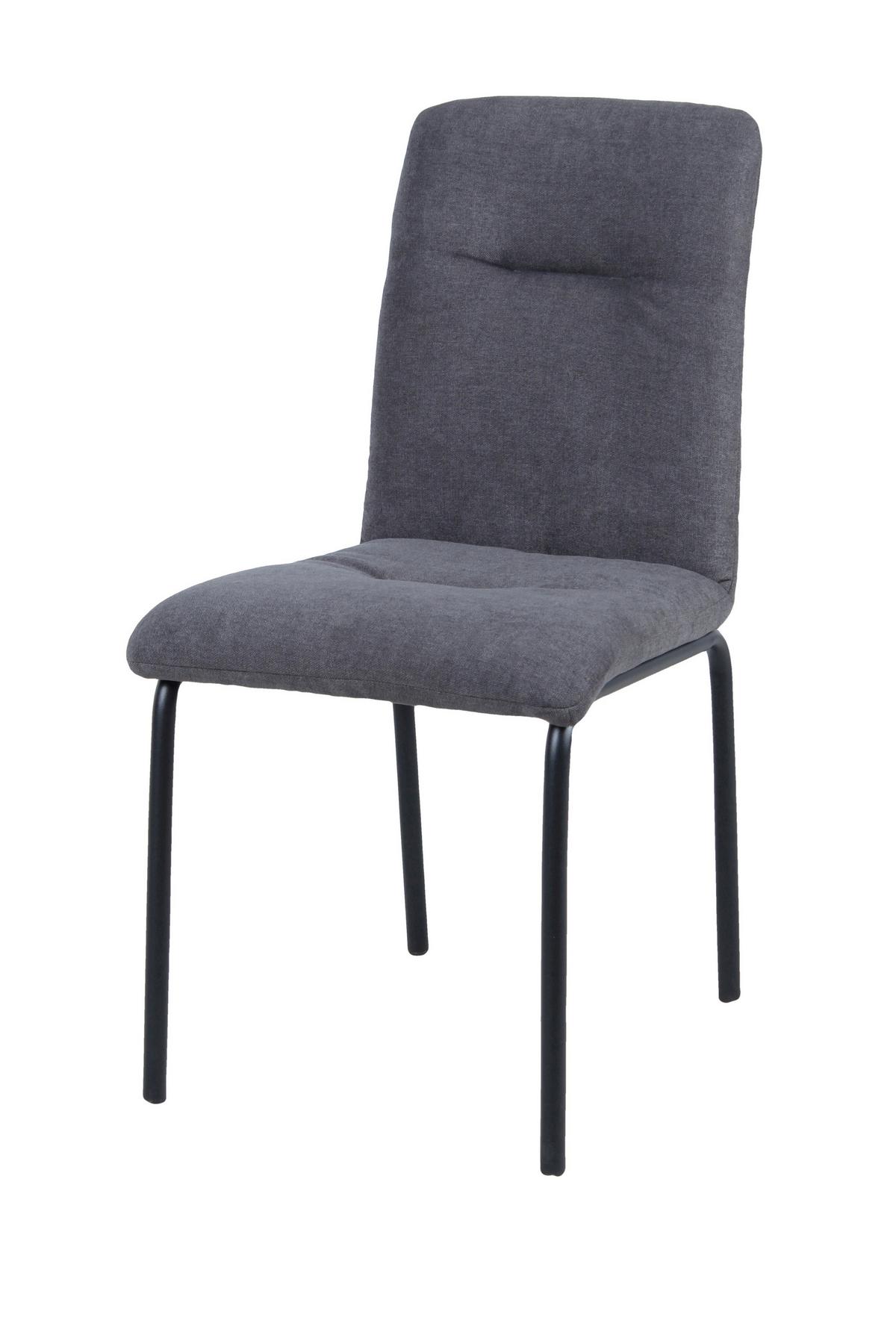 Stuhl-Set dunkelgrau, B: 44,5cm - Dunkelgrau/Schwarz, Design, Textil/Metall (44,5/87/55,5cm) - Livetastic