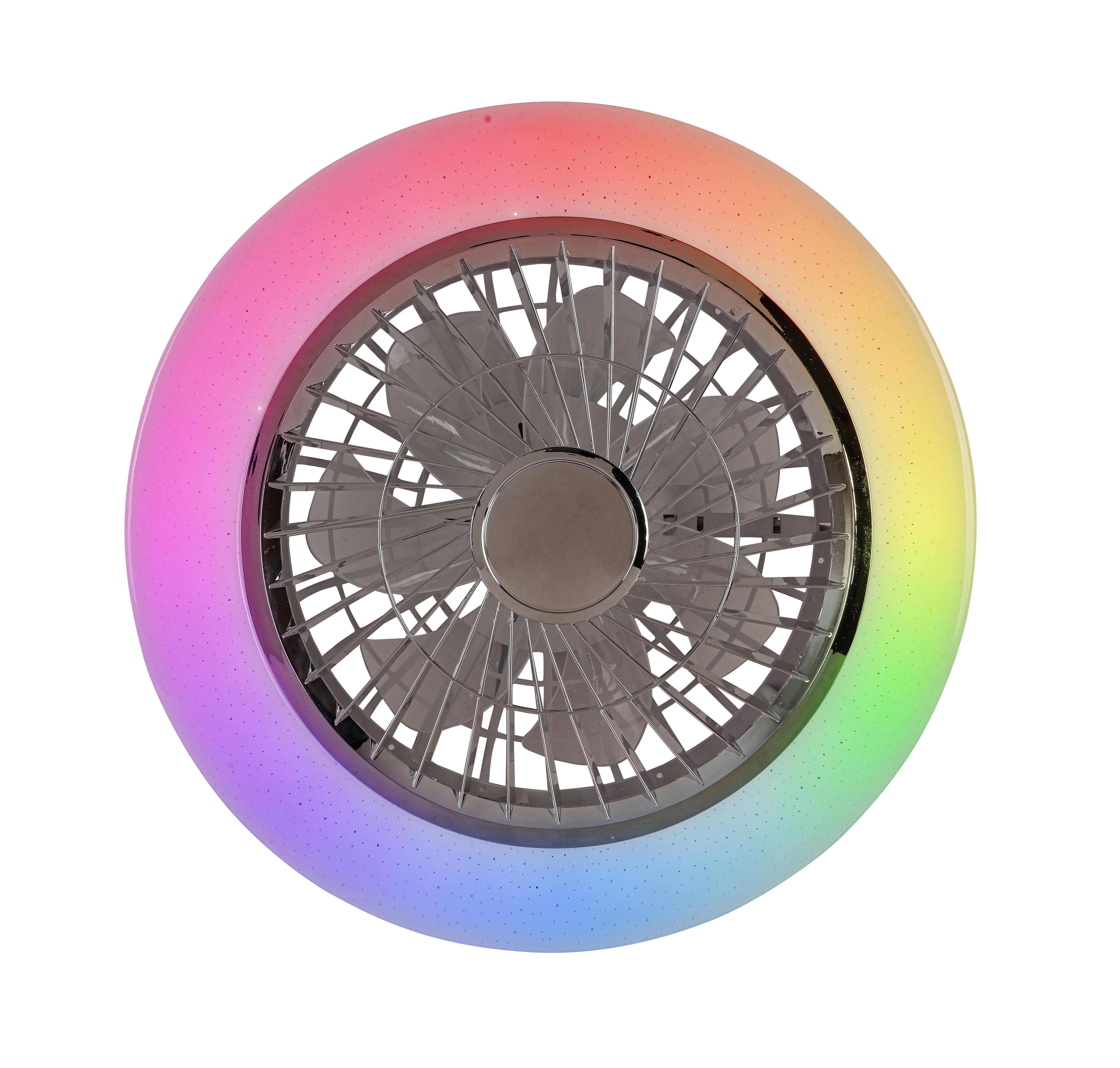 Led Mennyezeti Ventilátor Nua - krómszínű/áttetsző, Modern, műanyag/fém (49/16cm) - Luca Bessoni