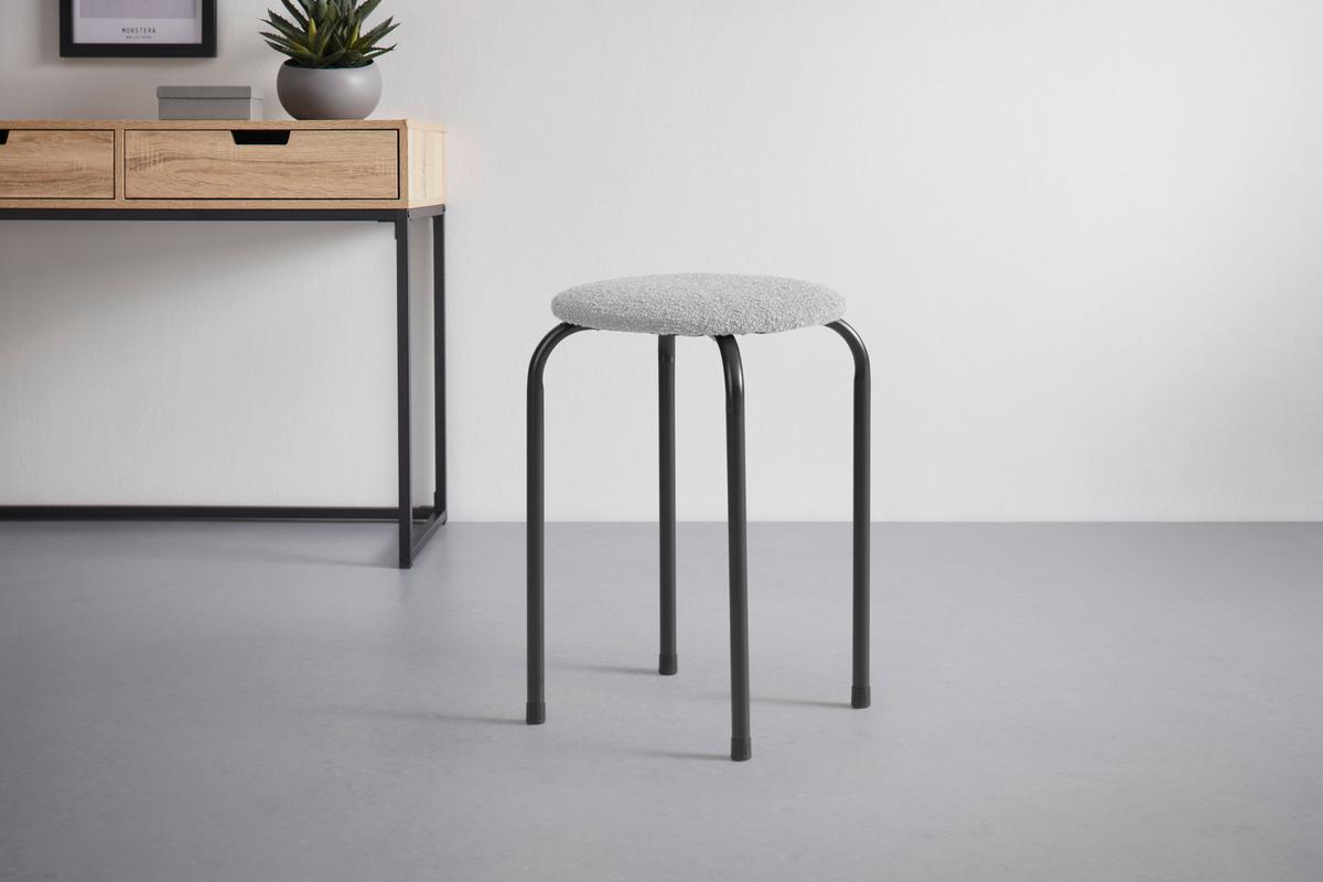 Stohovateľný stolček ISABELLE sivá - čierna/sivá, Lifestyle, kov/textil (30/45/30cm) - Mömax