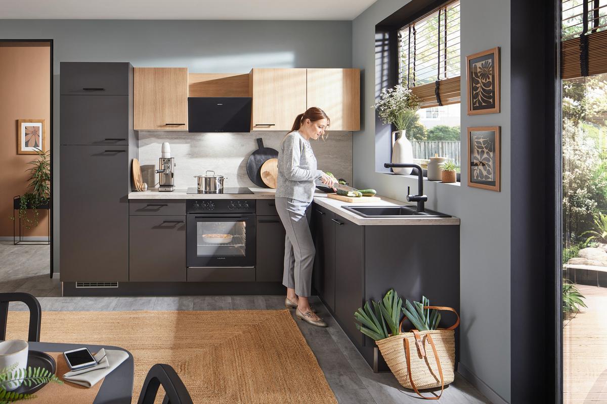 Eckküche Pn80/100 - Eichefarben/Beige, Trend, Holzwerkstoff (275/175cm) - Pino