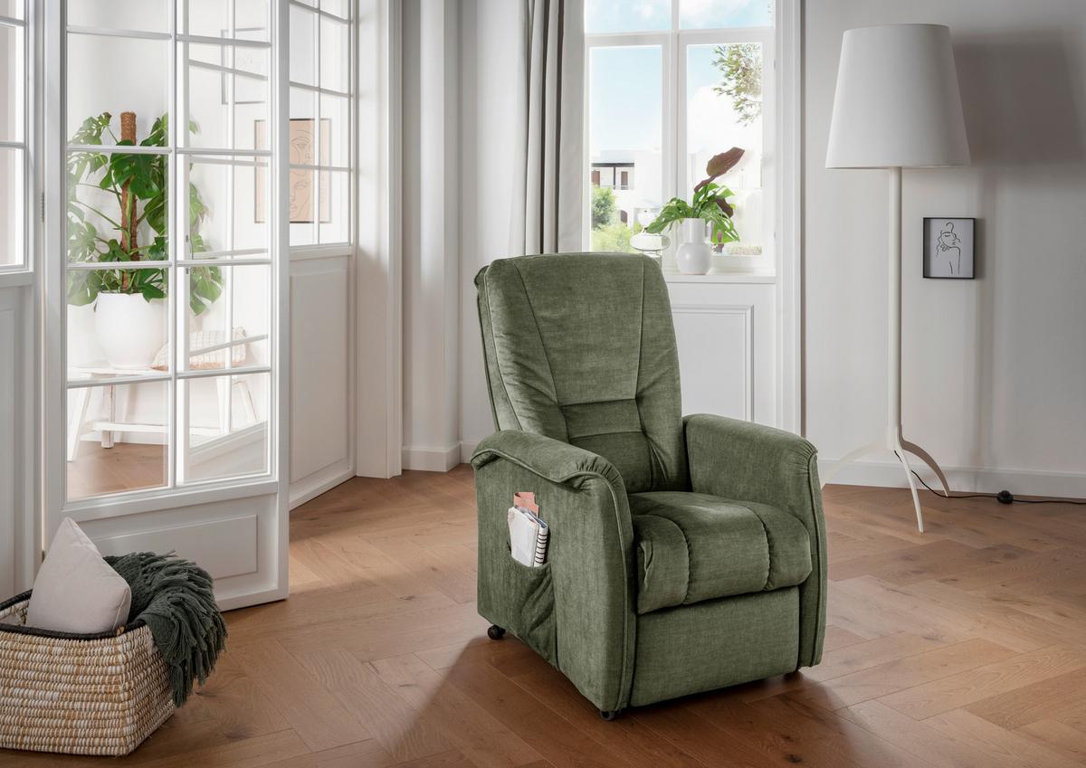 Fernsehsessel Harry Dunkelgrün B: 77 Cm - Dunkelgrün/Schwarz, Design, Textil (77/107/88cm) - Livetastic