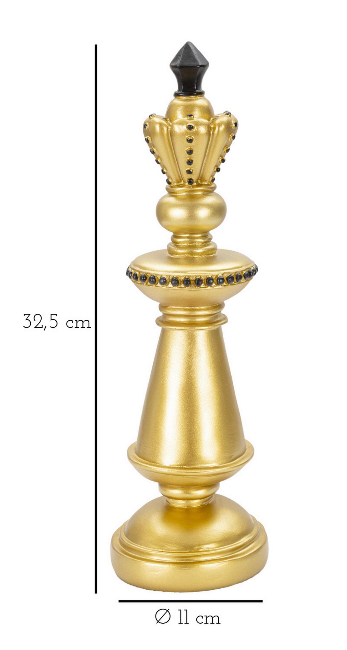 Skulptur Gold And Black King B: 11 cm - Goldfarben/Schwarz, Basics, Kunststoff (11/32.5/11cm)