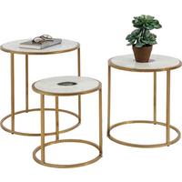 Beistelltisch 3-Teilig Limbo ,beige/Messingfarben - Beige/Messingfarben, KONVENTIONELL, Stein/Metall - Kare-Design