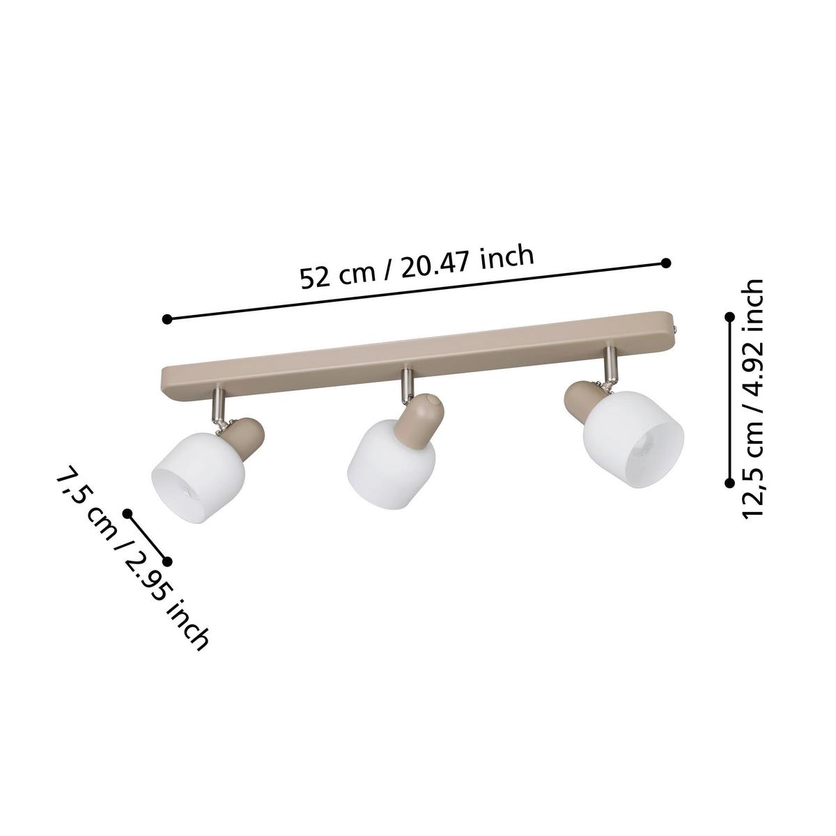 Deckenleuchte 900716 Corato - Sandfarben/Weiß, Natur, Glas/Metall (52/7,5/5,5cm) - Eglo