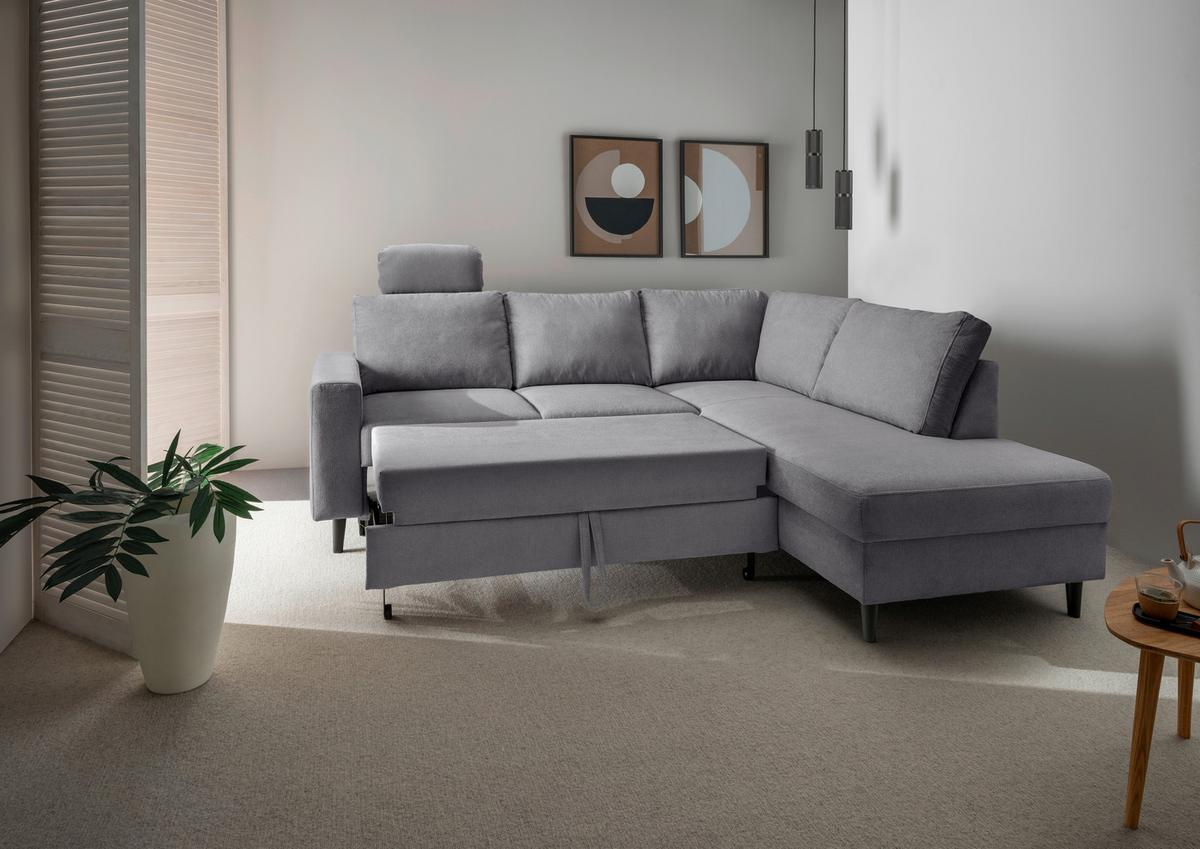 Eckschlafsofa Passione Dunkelgrau S: 242x200 Cm - Dunkelgrau/Schwarz, MODERN, Textil (242/200cm) - Livetastic