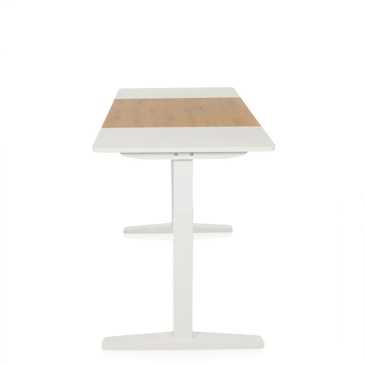 Schreibtisch Weiß/Eichefarben B: 140 cm - Eichefarben/Weiß, MODERN, Holzwerkstoff/Metall (140/70/73 - 118cm) - MID.YOU