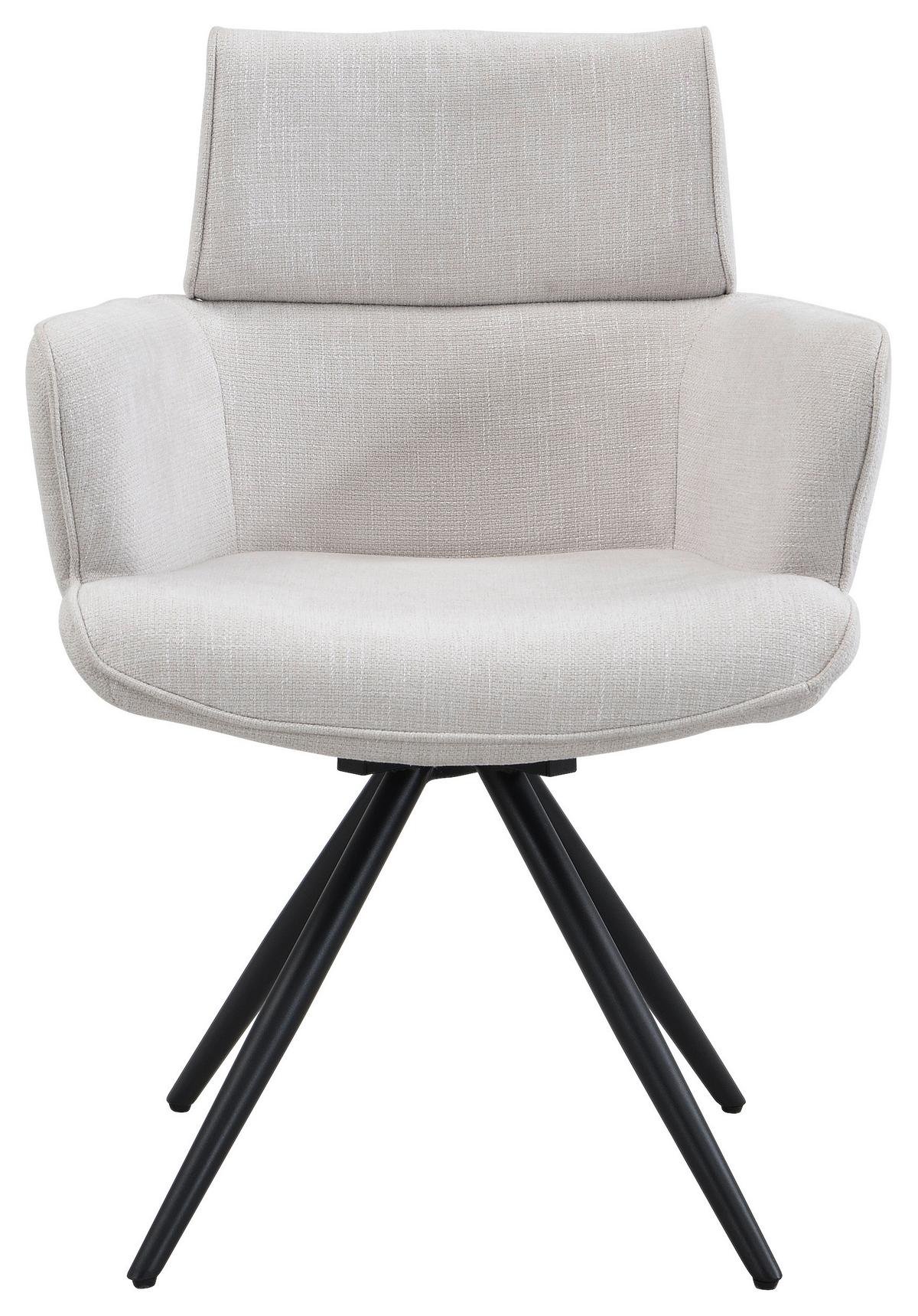 Armlehnstuhl-set Elis Webstoff Beige, B: 62 Cm - Beige/Schwarz, KONVENTIONELL, Textil/Metall (62/89/62cm) - Livetastic