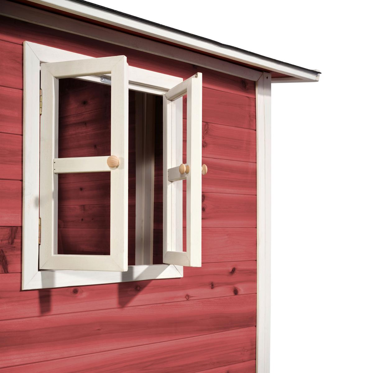 Spielhaus Holz + Wasserfestes Dach Rot Exit Loft 100 - Rot, KONVENTIONELL, Holz (149/135/159cm) - EXIT Toys
