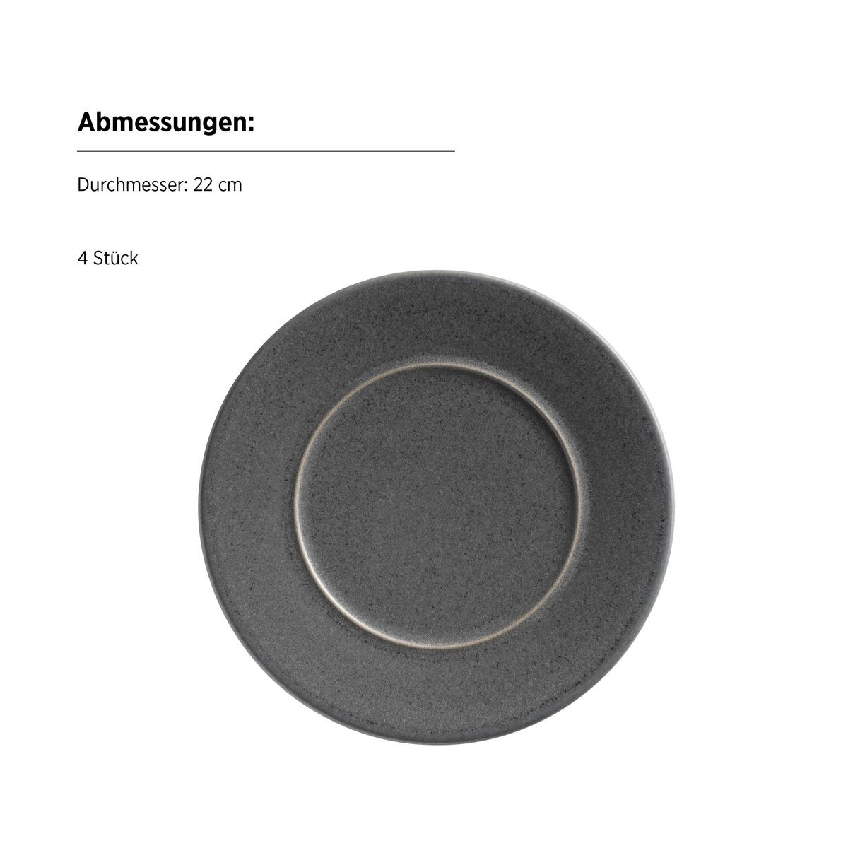 Tellerset Unico Anthrazit 4-Teilig - Anthrazit, Basics, Keramik - Mäser