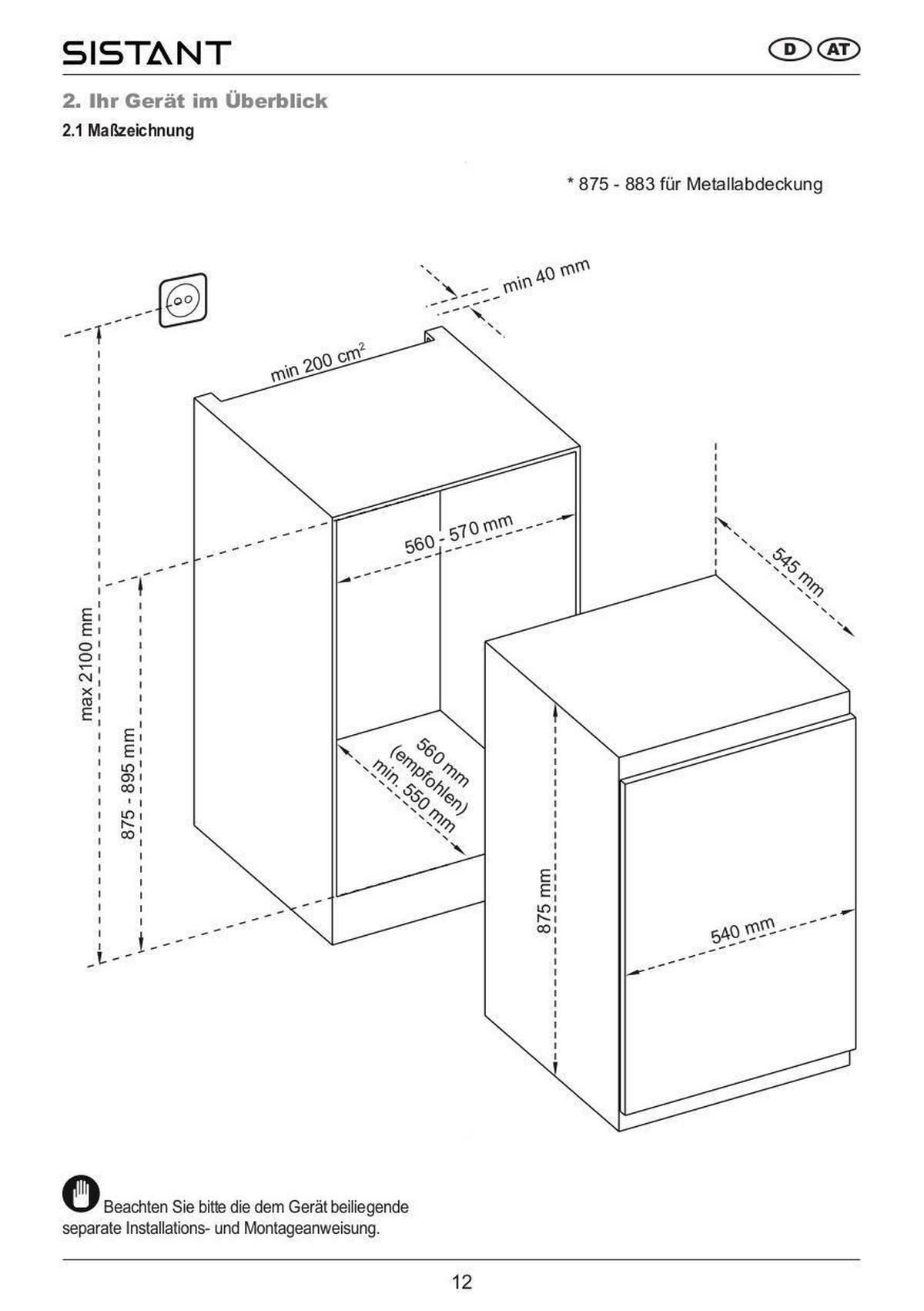 Kühlschrank Sistant Ek8804 - Weiß, MODERN, Glas/Kunststoff (54/87,5/54,5cm) - Sistant