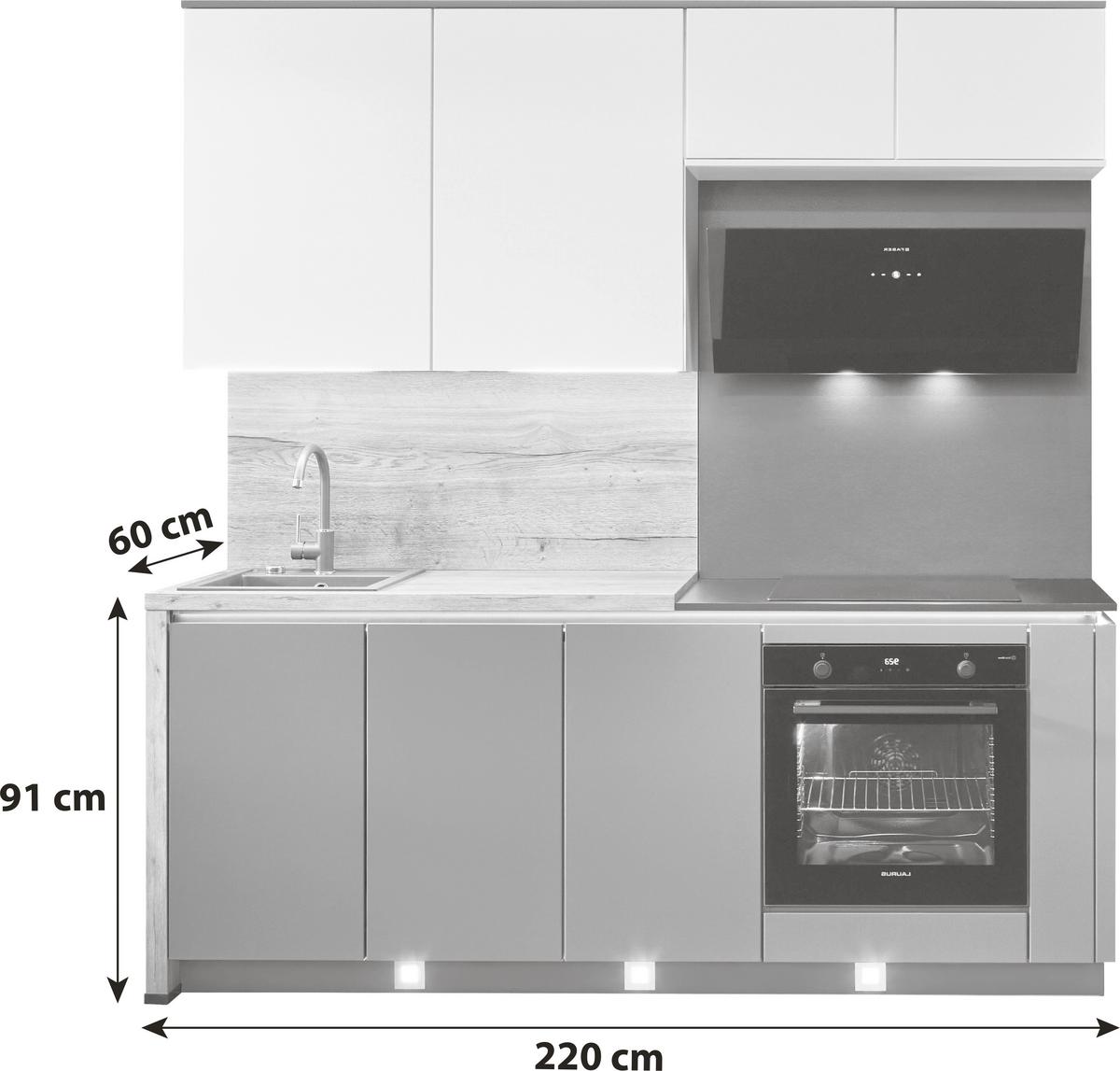 Küchenblock Toronto - Schieferfarben/Eichefarben, Design, Holzwerkstoff (220cm) - Vertico