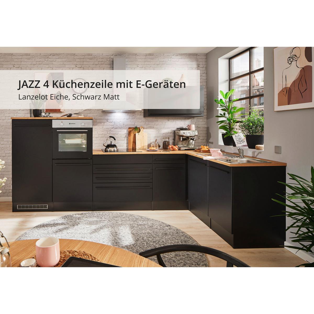 Eckküche Jazz 4 Mit Geräten 320x175 Cm Schwarz/eiche Dekor - Eichefarben/Schwarz, Basics, Holzwerkstoff (320/175cm) - MID.YOU