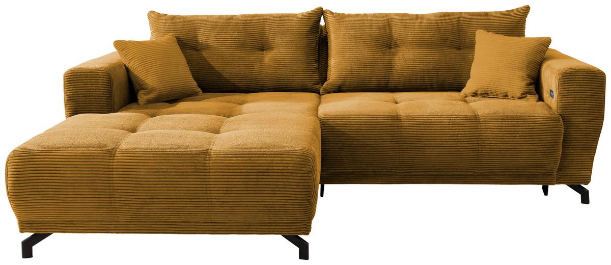 Ecksofa Mit Schlaffunktion Restato Goldfarben - Goldfarben/Schwarz, MODERN, Holz/Textil (177/246cm) - MID.YOU