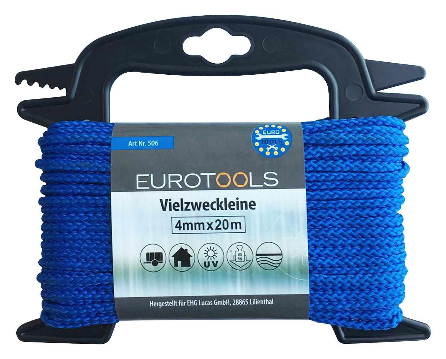 Vielzweckleine 4 mm x 20 m auf Haspel gewickelt - Blau, KONVENTIONELL, Kunststoff (2000cm)