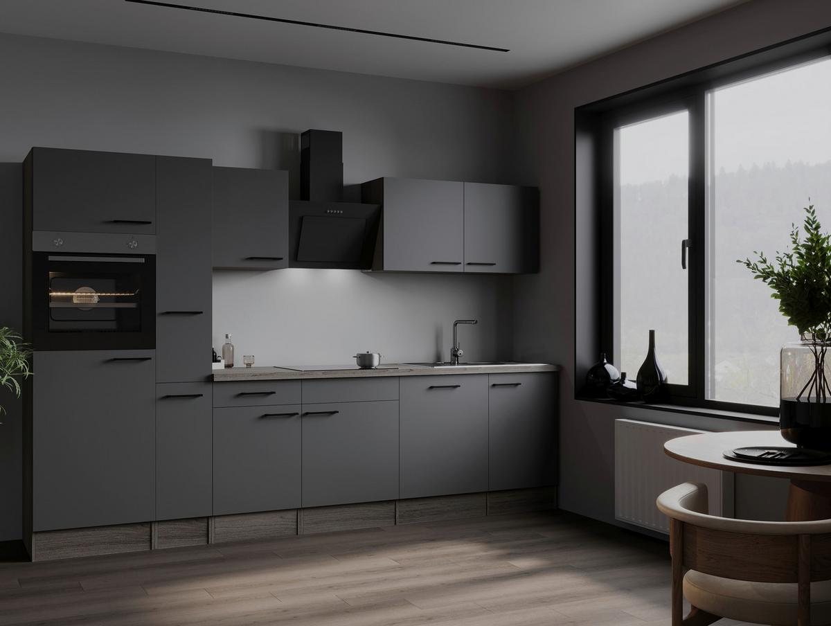 Küchenblock Oliver Grau, Eiche Dekor B: 310 Cm - Eichefarben/Eiche Artisan, Design, Holzwerkstoff (310cm) - Respekta