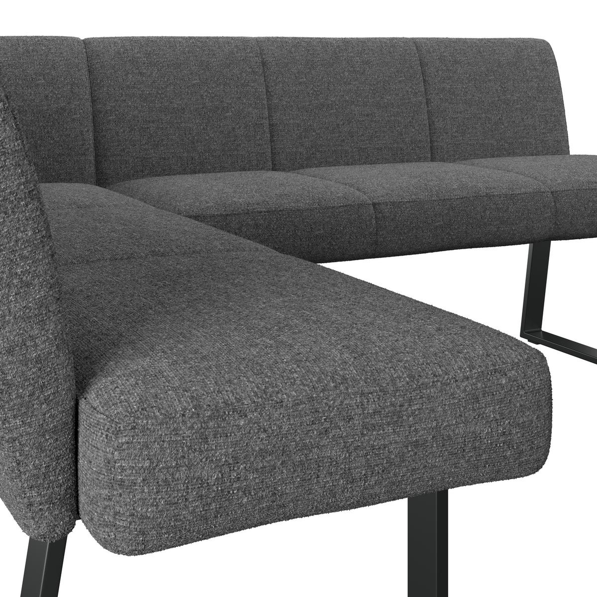 Eckbank Anthrazit/Metallbeine Terri 150x190 cm - Anthrazit/Schwarz, MODERN, Textil/Metall (150/190cm) - MID.YOU