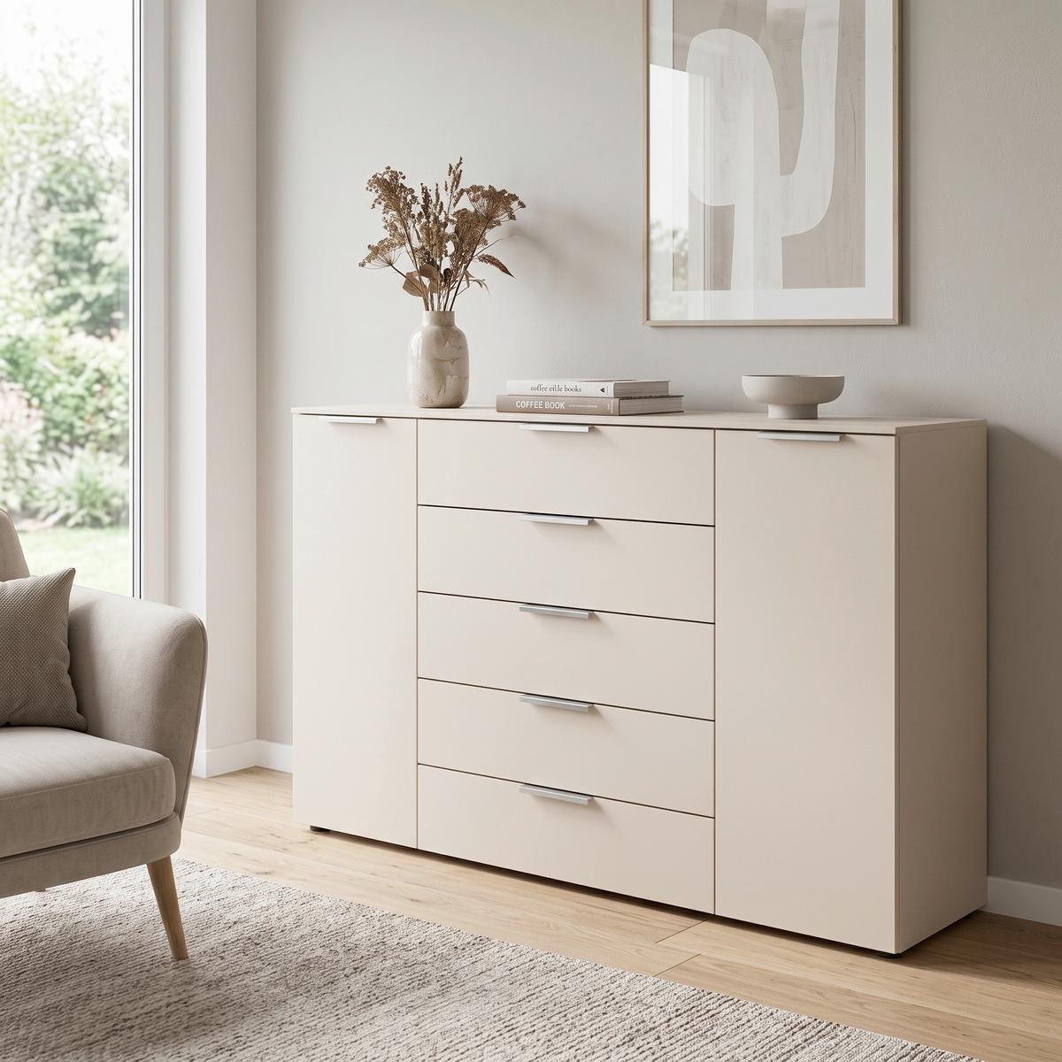 KOMMODE Flipp Champagner B: 160 cm - Champagner/Schwarz, MODERN, Holzwerkstoff (160/100/42cm) - Rauch Möbel