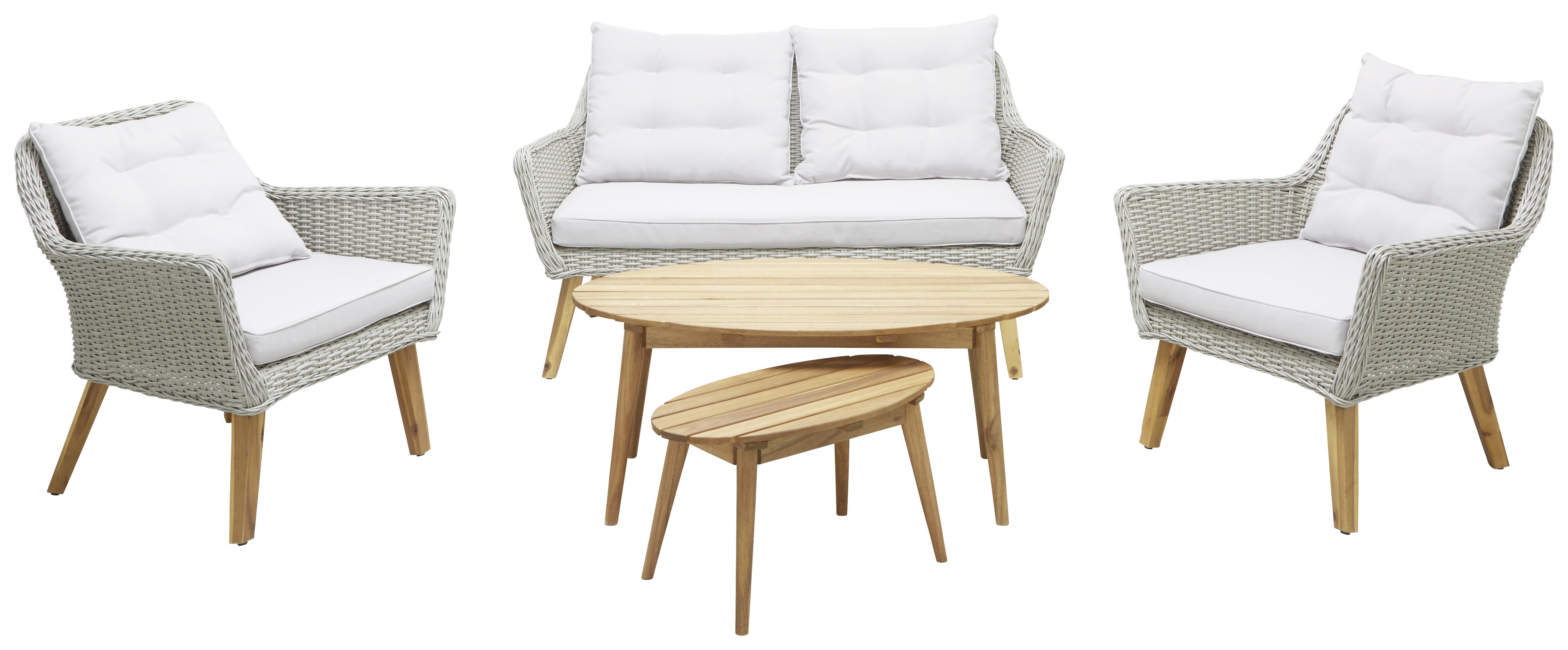 Zahradní Sedací Souprava Brüssel - šedá/přírodní barvy, Moderní, dřevo/textil - Zandiara