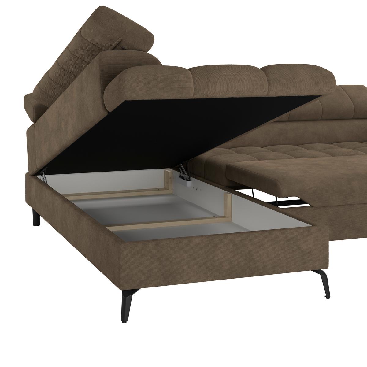 Ecksofa Volf links new braun, S: 203x261 cm - Schwarz/Braun, Trend, Kunststoff/Textil (203/261cm)