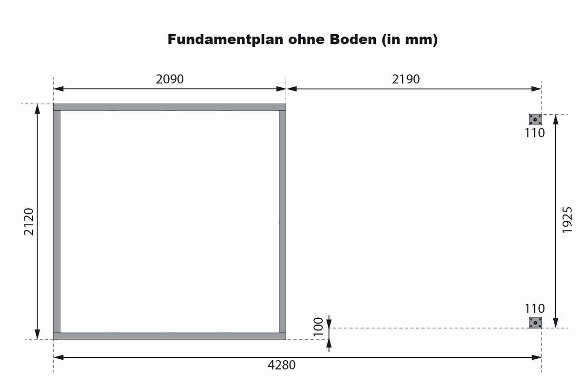 Gartenhaus Gais 2 mit Anbaudach und Fußboden - Anthrazit, MODERN, Holz/Metall (209/208/213cm)