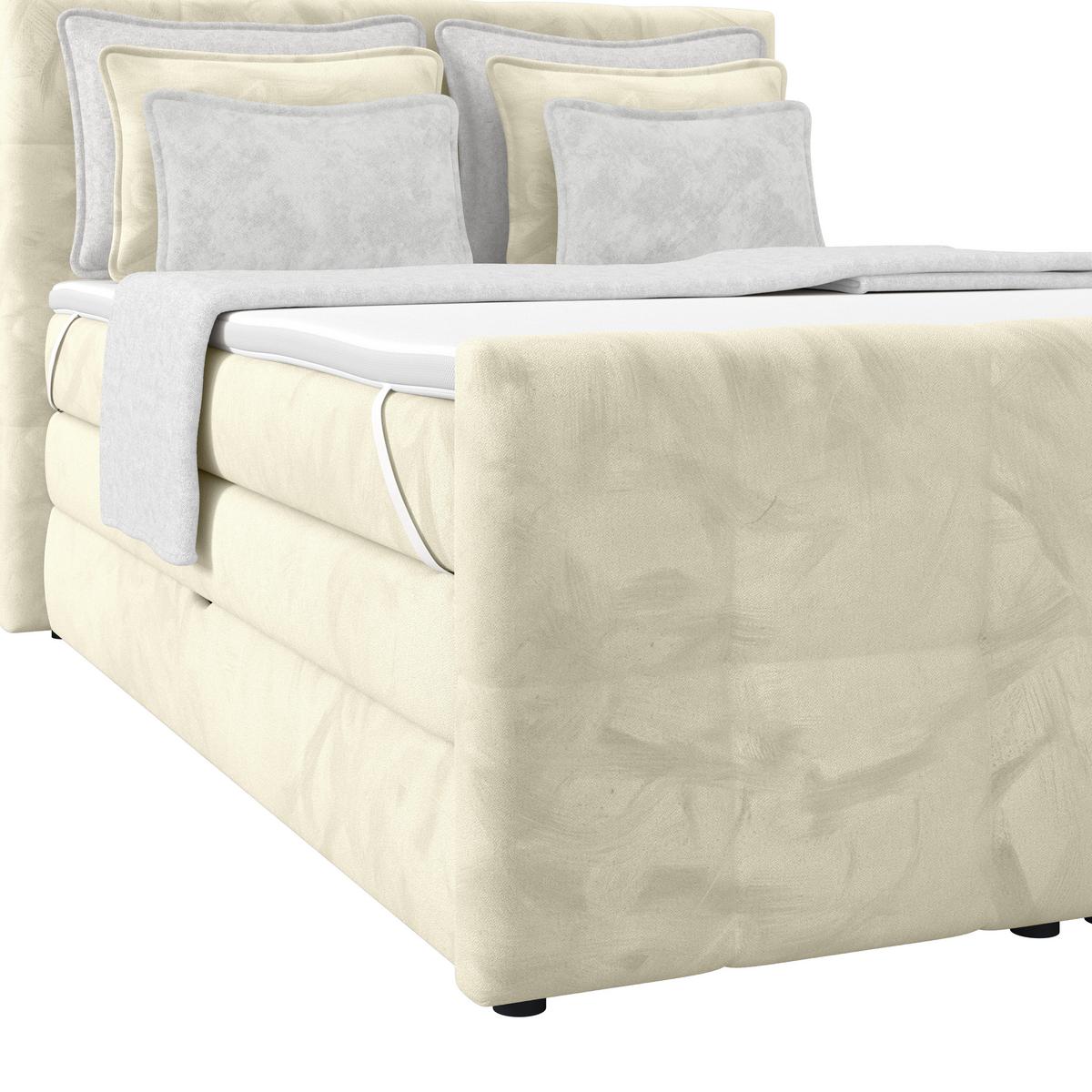 Boxspringbett mit Topper und Bettkasten 140x200 cm Medino - Champagner, KONVENTIONELL, Holz/Holzwerkstoff (140/200cm) - Luca Bessoni