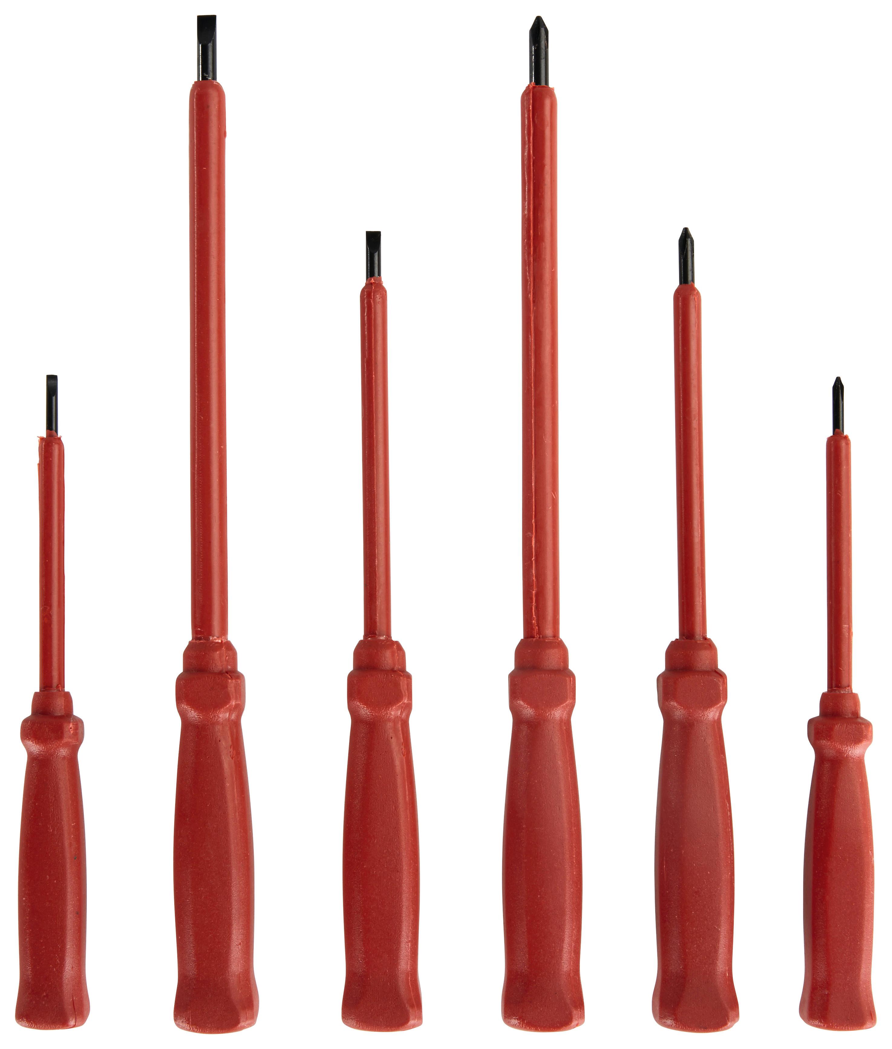 Schraubendreher-Set 6--Teilig. aus Metall/Kunststoff, Rot