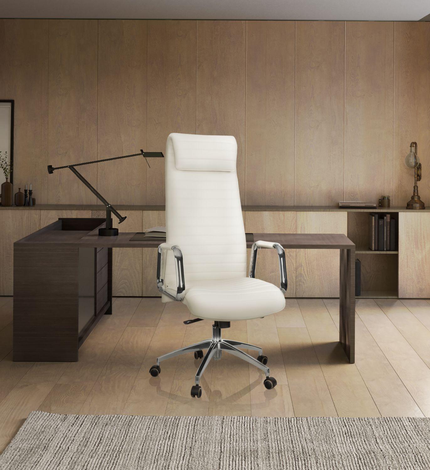 Chefsessel Aspera 20 Cremefarben - Silberfarben/Creme, MODERN, Leder/Kunststoff (59/139/50cm) - MID.YOU