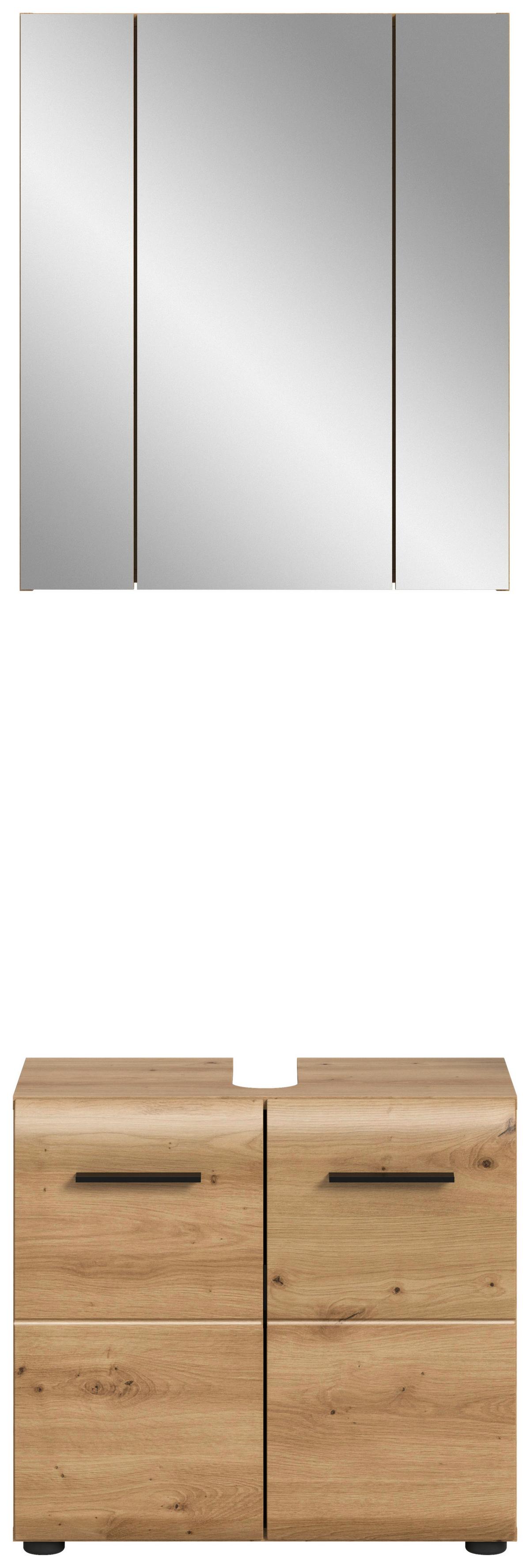Badezimmer Ice Eiche Artisan Dekor B: 60cm - Schwarz/Eiche Artisan, Basics, Holzwerkstoff (60cm) - MID.YOU