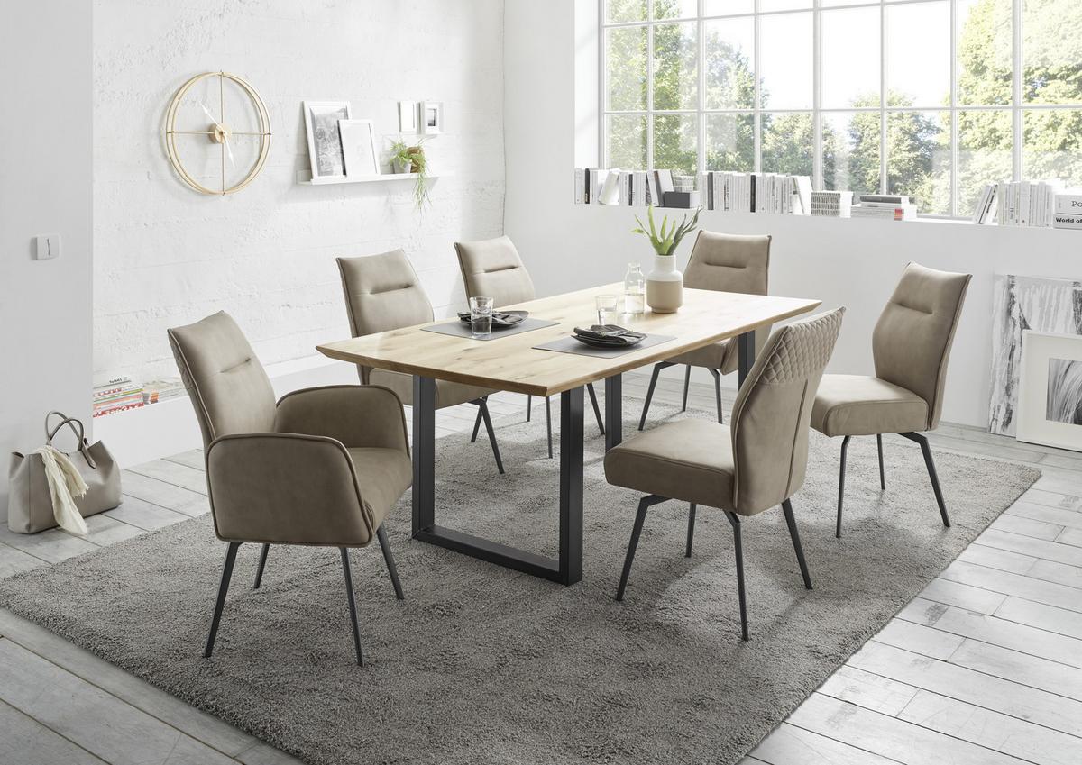 Esstisch Mit Echtholz-platte Bennet 200x100cm Eiche/schwarz - Eichefarben/Schwarz, Basics, Holz/Metall (200/100/74cm) - MID.YOU