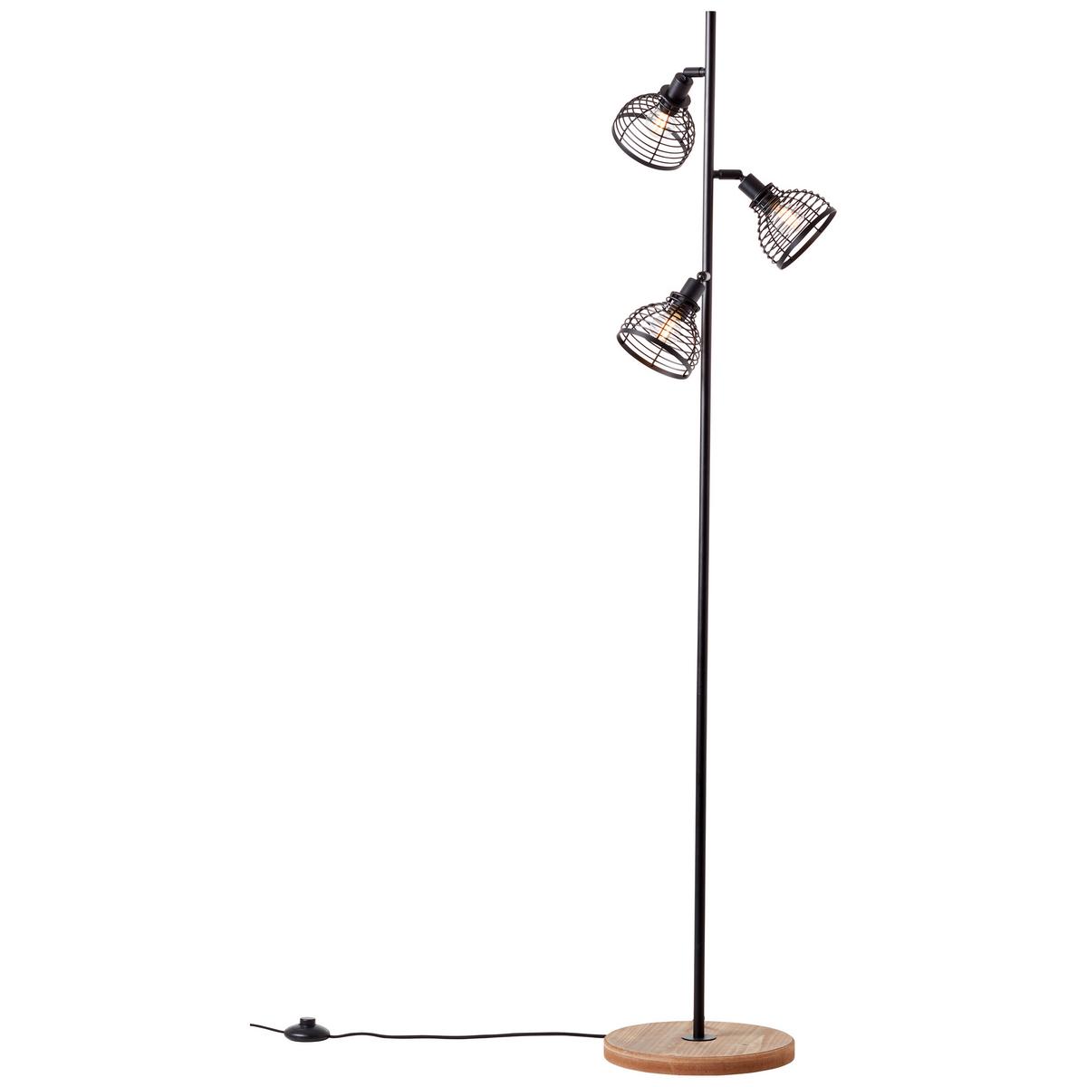 Stehleuchte 93154/76 Avia - Schwarz, Natur, Holz/Metall (20/153,5cm) - Brilliant