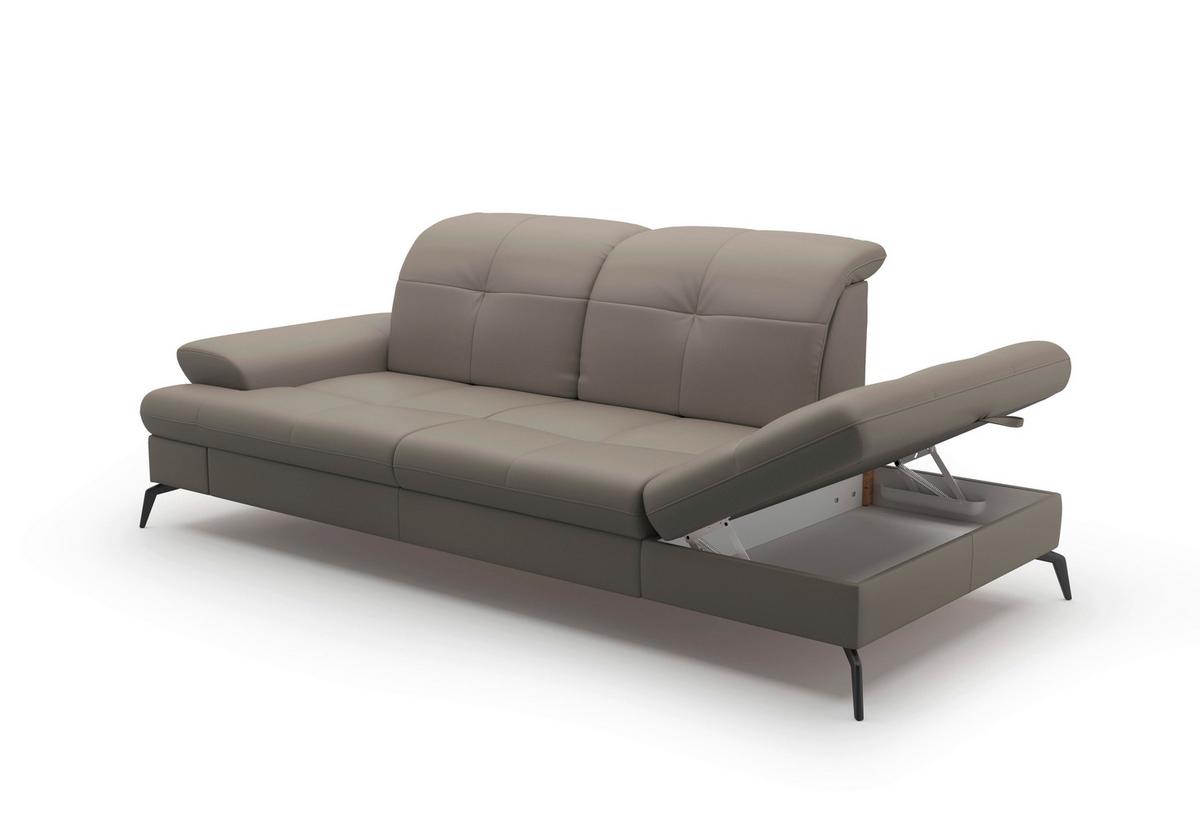 Récamiere Amica E, Grau B: 231 Cm - Schwarz/Grau, KONVENTIONELL, Leder (231/90/122cm) - Sit & More