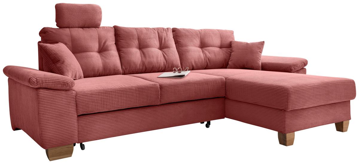 Ecksofa Brizzini Koralle S: 270x176 Cm - Koralle/Naturfarben, MODERN, Textil (270/176cm) - Livetastic