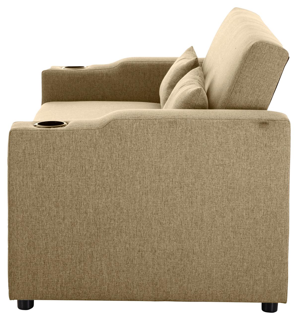 Schlafsofa Athen Khaki B: 150 cm - Khaki/Schwarz, Basics, Textil/Metall (150/91/85cm) - P & B