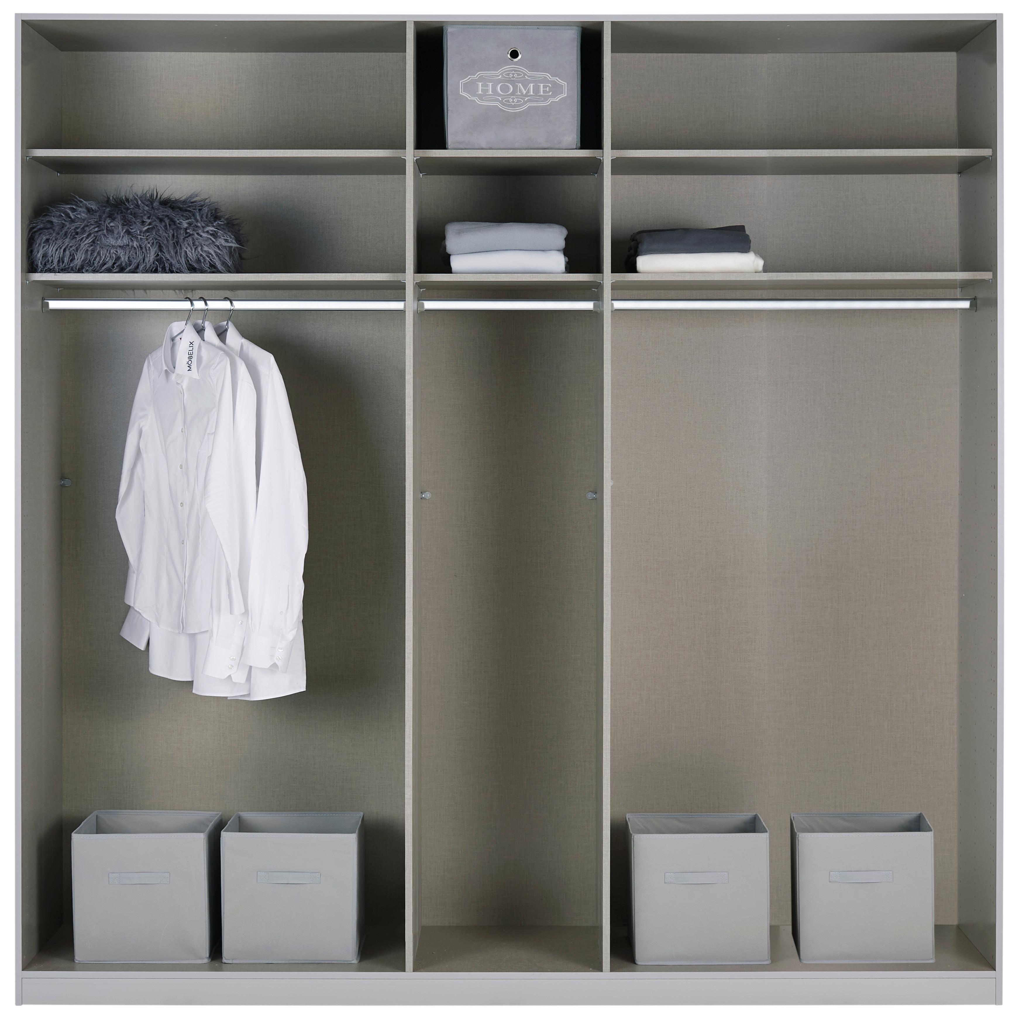 Drehtürenschrank Mit Spiegel 226cm Alabama Super Champagner - Champagner/Transparent, MODERN, Holzwerkstoff (226/229/54cm)