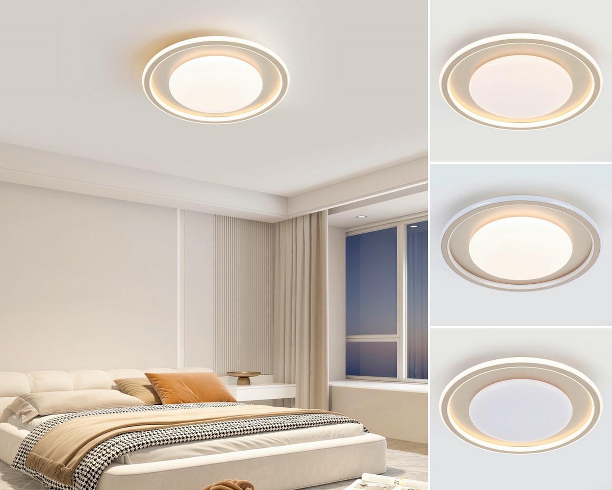 LED-Deckenleuchte Charlin - Champagner/Weiß, Basics, Kunststoff/Metall (40/7cm) - Luca Bessoni