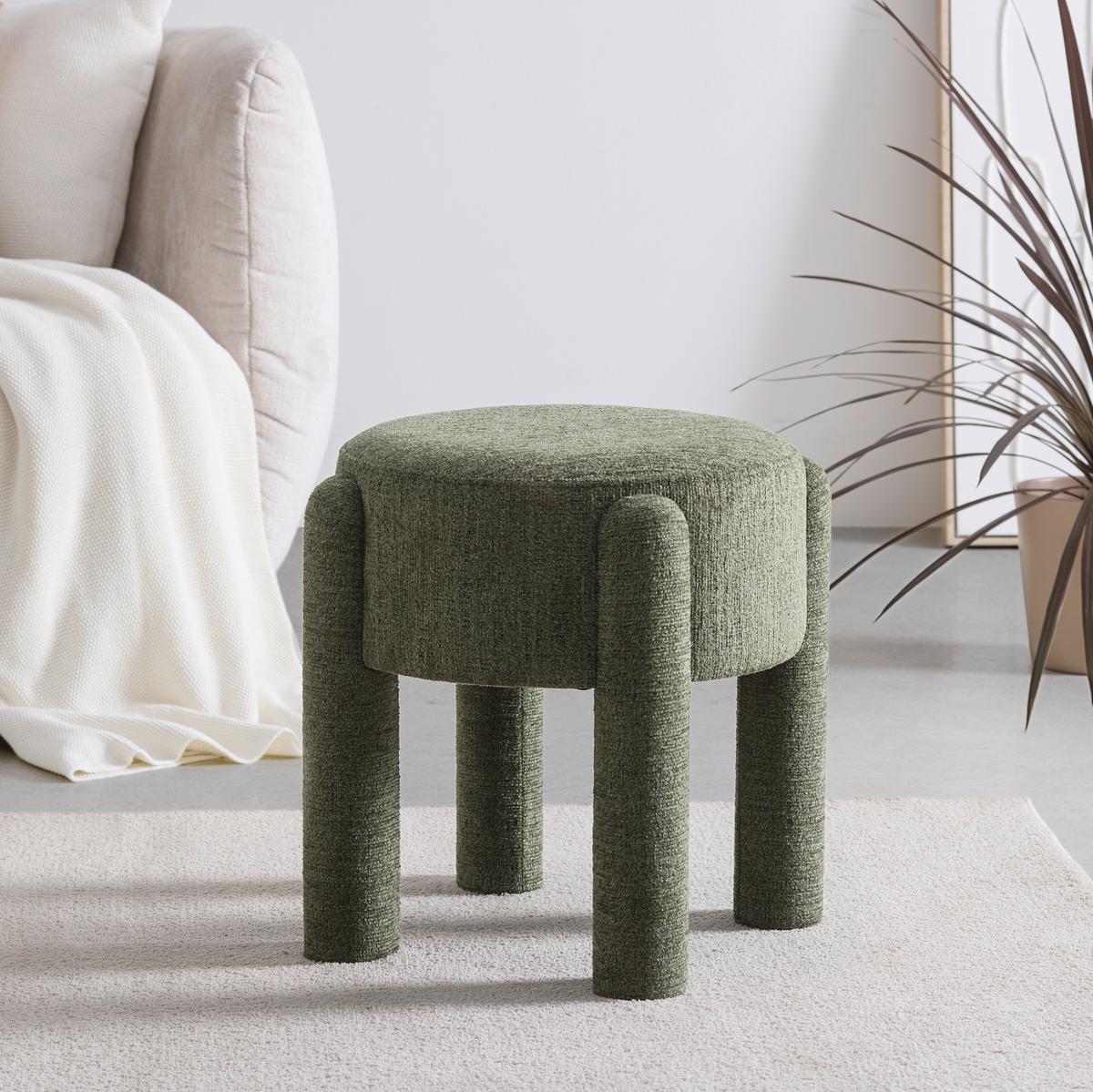 Taburetka LEONIE, zelená ženilka, max. 120 kg - zelená, Lifestyle, kompozitné drevo/textil (47/47/42cm) - Mömax