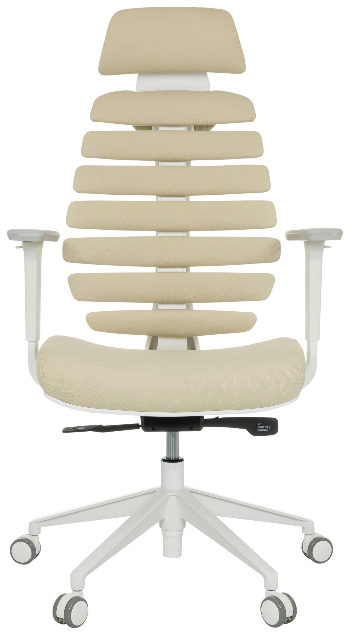 Drehstuhl Ergo Line W Beige B: 67 Cm - Beige/Weiß, MODERN, Kunststoff/Textil (67/116 - 133/65cm) - MID.YOU