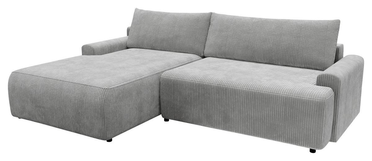 Eckschlafsofa Prag, Grau S: 167x253 cm - Schwarz/Grau, MODERN, Textil (167/253cm) - Trendmanufaktur