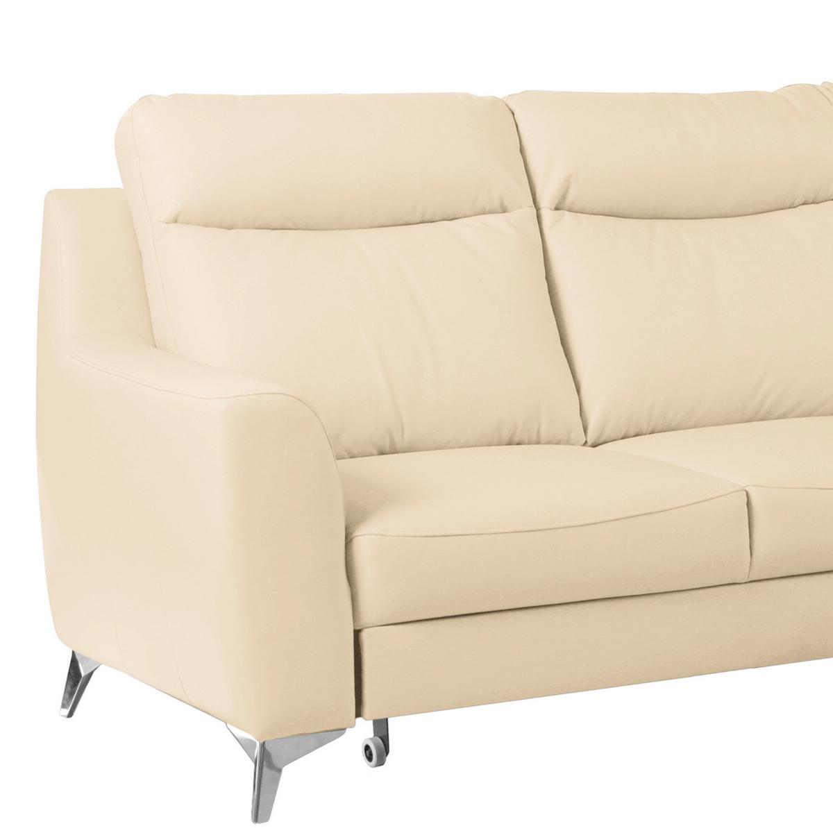 Ecksofa Gio Beige S: 168x236 Cm - Chromfarben/Beige, Design, Leder/Textil (168/236cm) - Livetastic