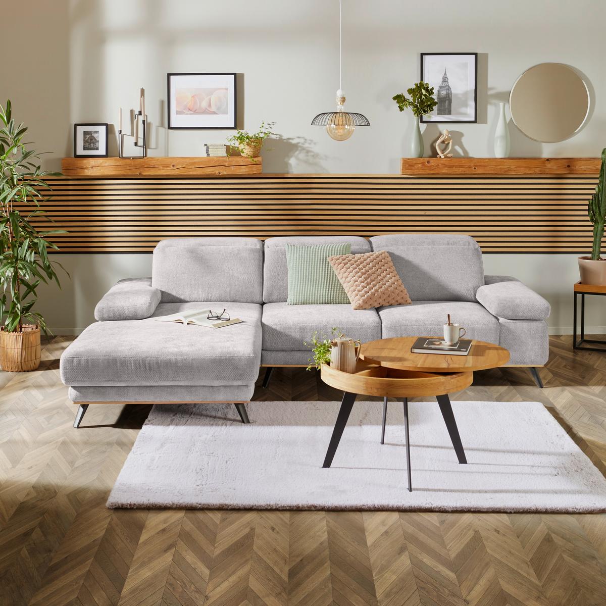 Ecksofa Royce verstellbar Taupe 194x283 cm - Taupe/Schwarz, MODERN, Textil (194/283cm)