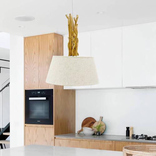 Hängeleuchte 5029/S - Hellbraun/Weiß, Natur, Holz/Textil (45/110cm)