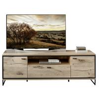 Wohnkombination Schwarz, Eiche Dekor 3 -Teilig. - Eichefarben/Schwarz, KONVENTIONELL, Glas/Holzwerkstoff (275/183/49cm) - Livetastic