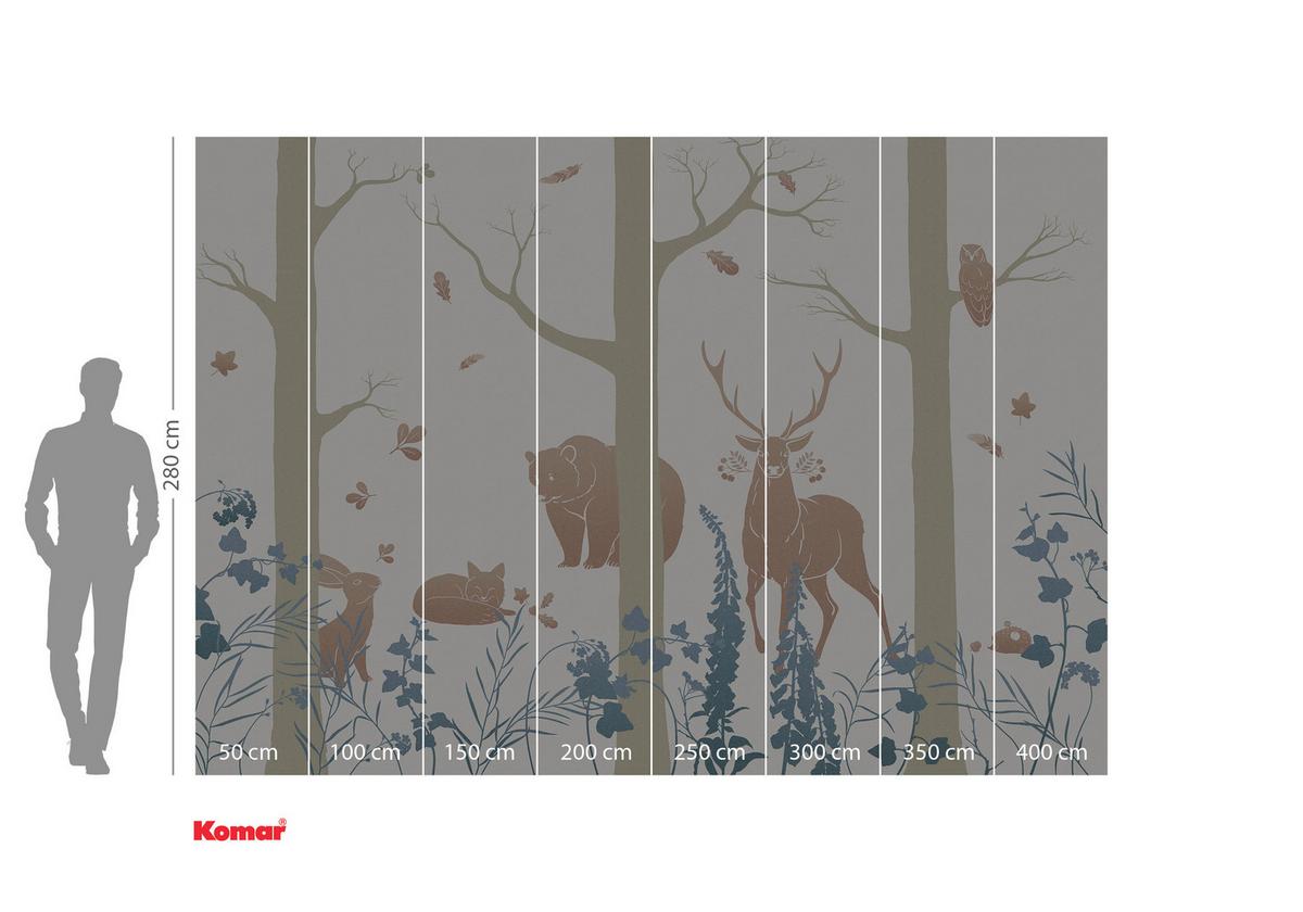 Fototapete Forest Animals - Blau/Braun, Trend, Papier (400/280cm) - Komar